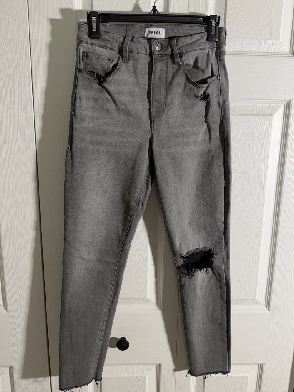 pistola Gray Ripped High-Rise Skinny Jeans